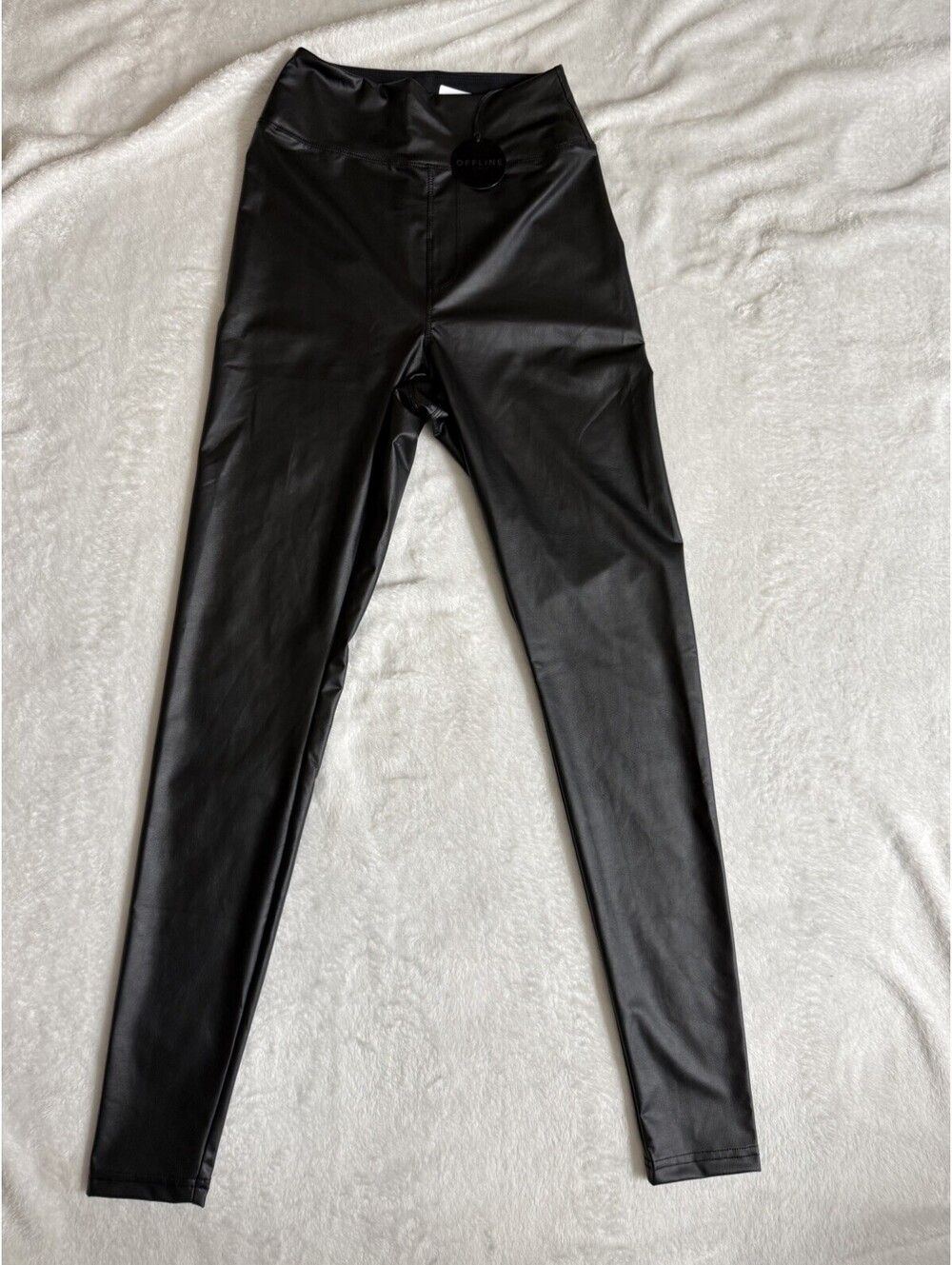 New $59 Offline by Aerie Real Luxe Faux Leather Leggings Black Small NWT